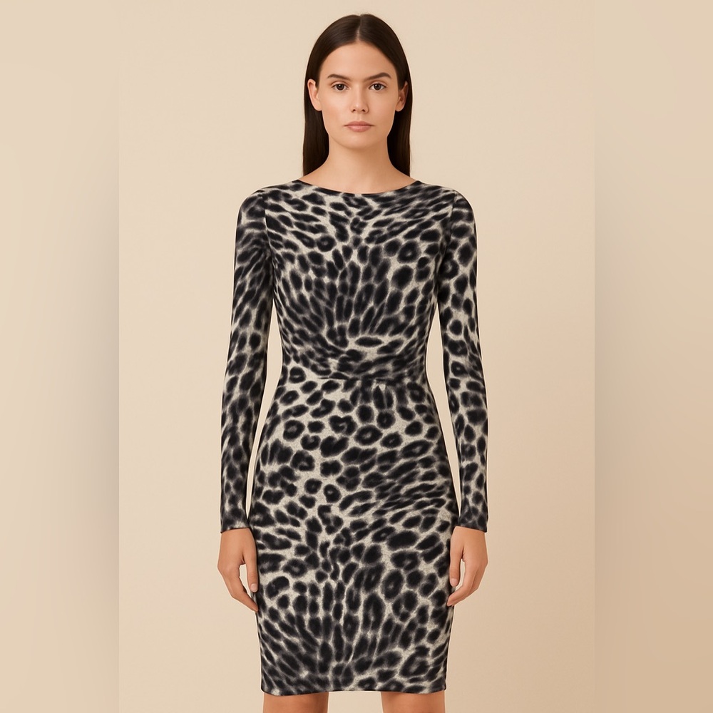 BCBGMAXAZRIA Animal Print Long Sleeve Bodycon Dress Size XXS